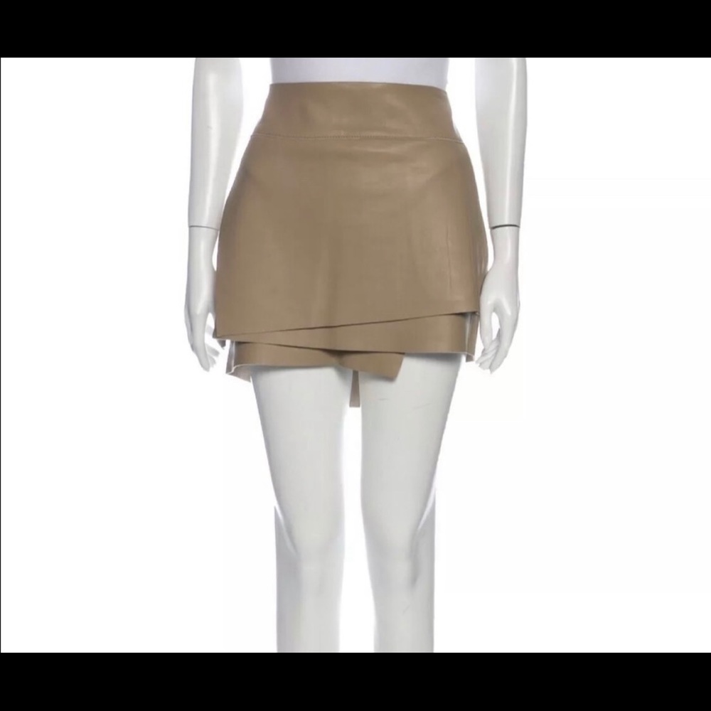 Helmut Lang tiered leather mini skirt size 8